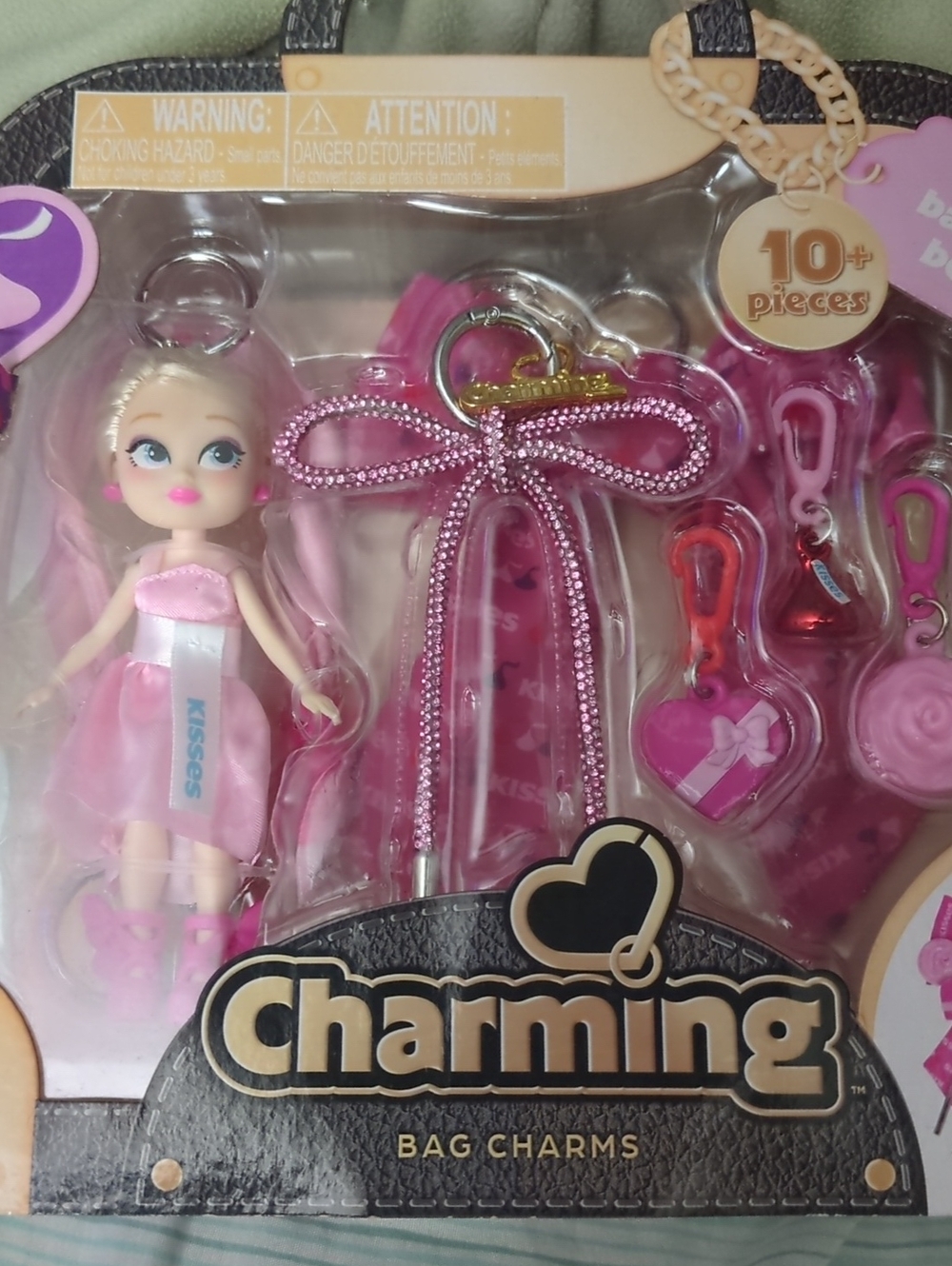 Charming Pink Doll Bag Charm Set with Bow Keychain